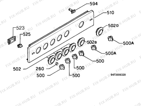 Взрыв-схема плиты (духовки) Zanussi Z65WES - Схема узла Command panel 037